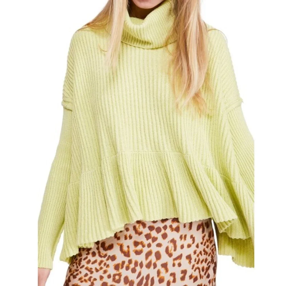 NWT FREE PEOPLE LAYER CAKE SWEATER, Size M, Yellow